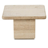 Travertine Square End Coffee Table Beige Side Table Natural Stone Furniture